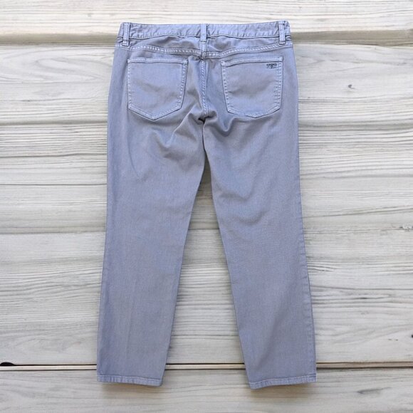 Tory Burch Alexa Cropped Skinny Jeans Size 31 Light Gray Stretch Denim Preppy - Picture 2 of 8